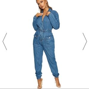Naked Wardrobe Denim Jumpsuit Size Medium